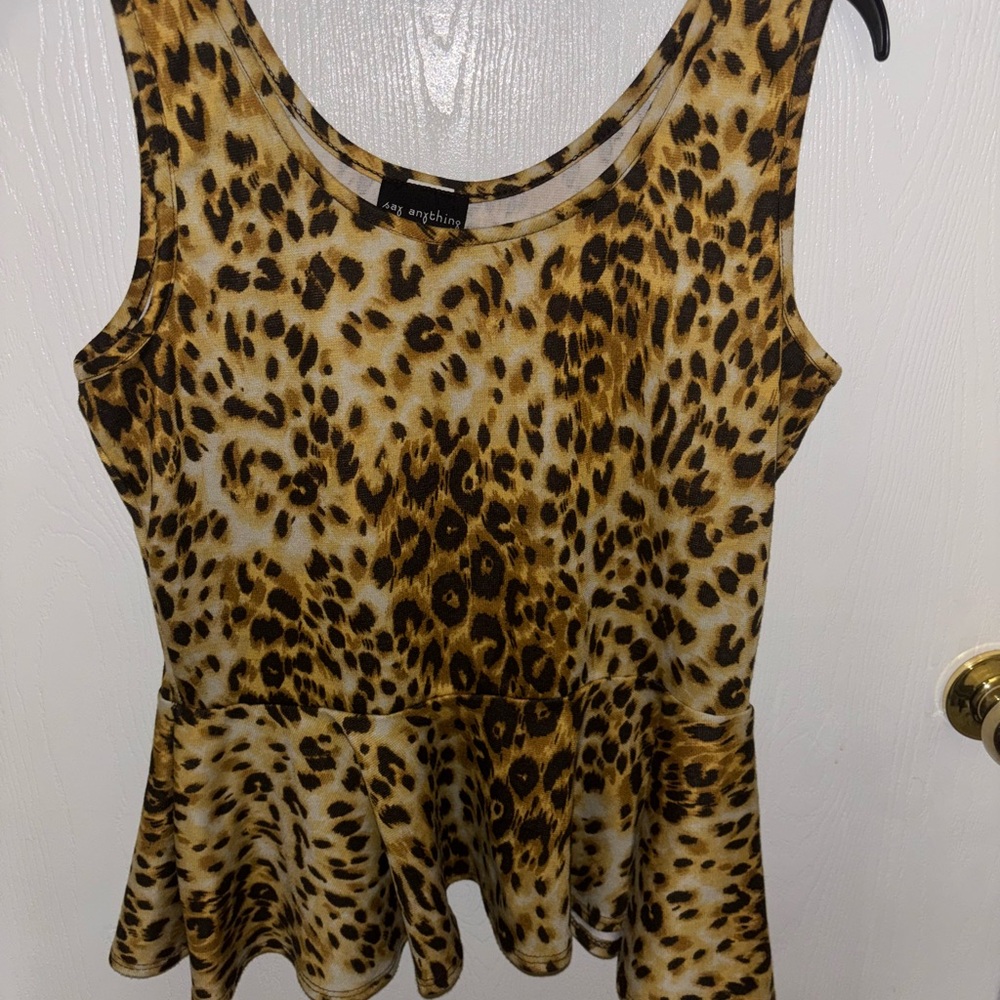 Say Anything(brand)- Leopard Print Peplum Top Size - L